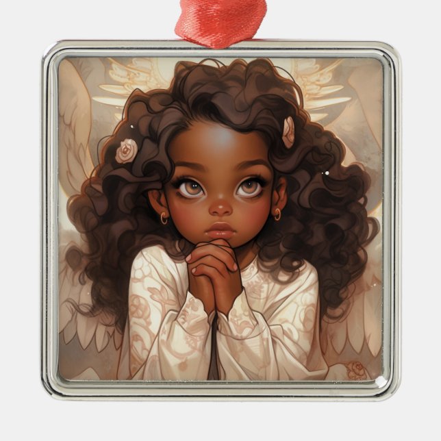 Christmas Black Angel Elegance Metal Tree Decoration (Front)