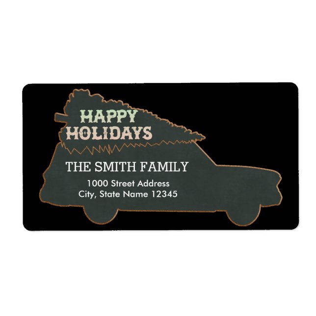 Christmas Black Background Car with Tree (Front)