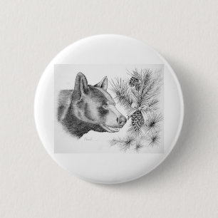 Christmas Black Bear 6 Cm Round Badge