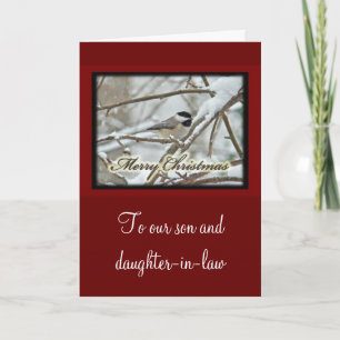 Christmas Black Capped Chickadee in Snow Holiday Card