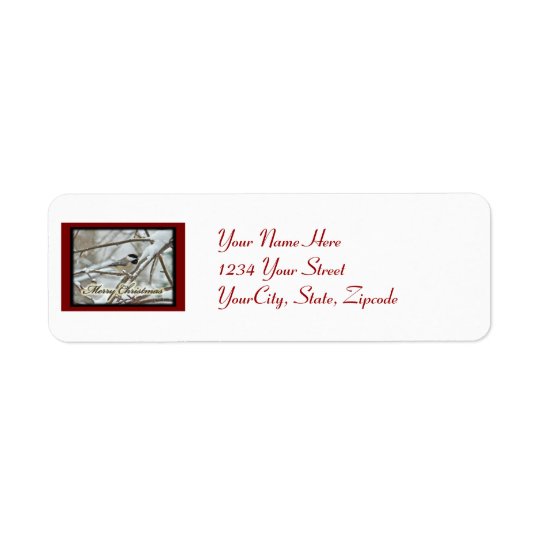 Christmas Black Capped Chickadee Label Return Address Label