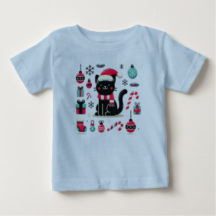 Christmas Black Cat Baby T-Shirt