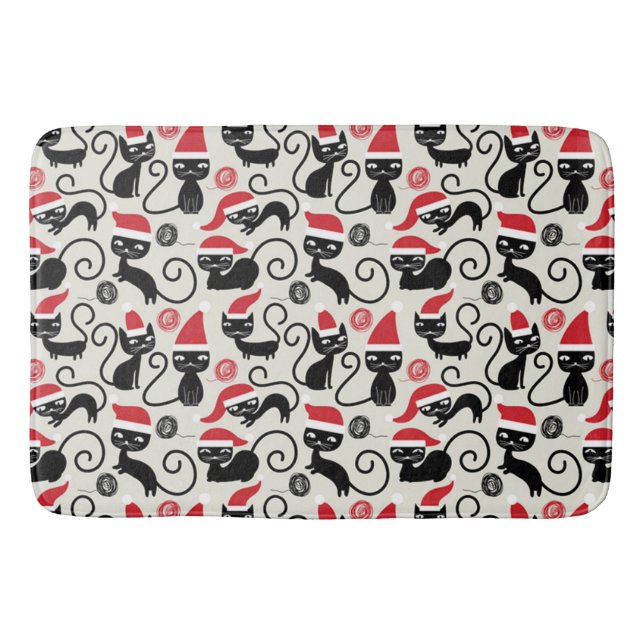 Christmas Black Cat Bath Mat (Front)