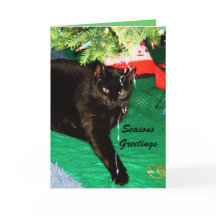 CHRISTMAS BLACK CAT card