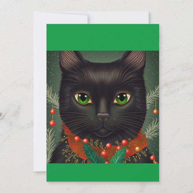 Christmas black cat gift sweatshirt holiday card (Front)