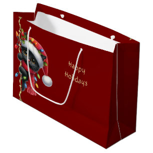Christmas Black Cat Holiday Gift Bag