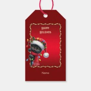 Christmas Black Cat Holiday Gift Tag