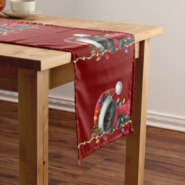 Christmas Black Cat Holiday Table Runner (In Situ)