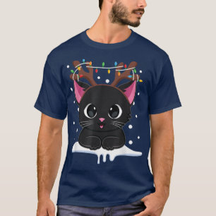 Christmas Black Cat Reindeer Antlers Catmas Women T-Shirt