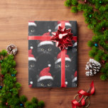 Christmas Black Cat Santa Funny Wrapping Paper<br><div class="desc">Christmas Cat is here in her Santa hat ready to spread Christmas joy to everyone she meets! Festive and fun,  this black and red paper is too cute to pass up!</div>