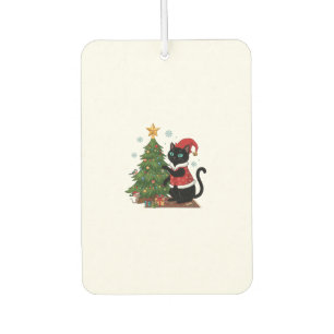 Christmas Black Cat Santa Hat Tree Mouse Car Air Freshener