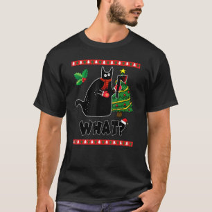 Christmas Black Cat What Xmas Costume for party T-Shirt