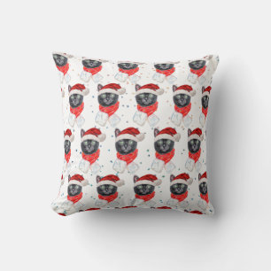 Christmas Black Cat with Red Scarf Cushion