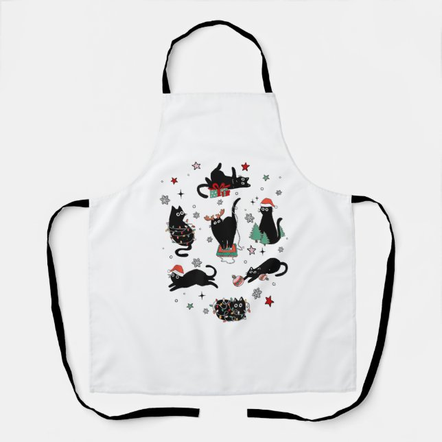 Christmas Black Cats Apron (Front)