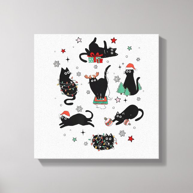 Christmas Black Cats Canvas Print (Front)