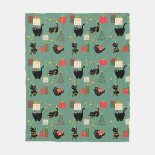  Christmas Black Cats Fleece Blanket