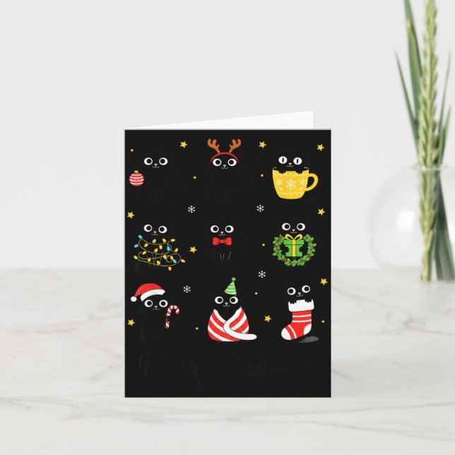 Christmas Black Cats Merry Christmas Cute Holiday  Card (Front)