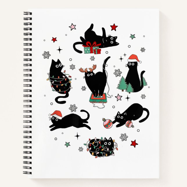 Christmas Black Cats Notebook (Front)