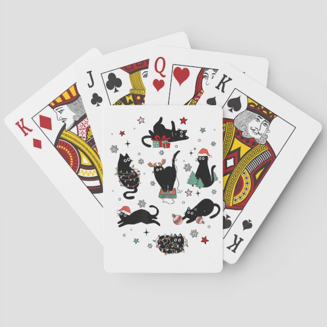 Christmas Black Cats Playing Cards (Back)