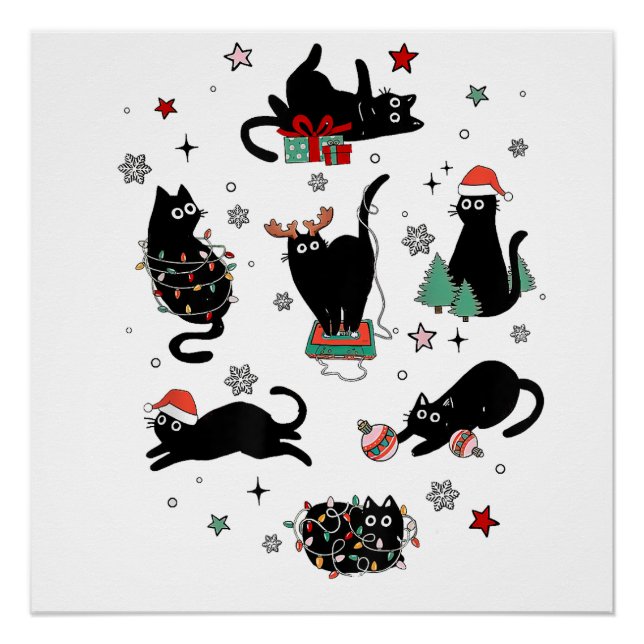 Christmas Black Cats Poster (Front)