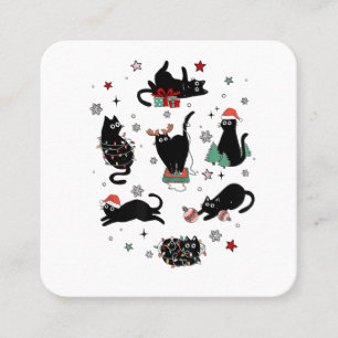 Christmas Black Cats Square Business Card