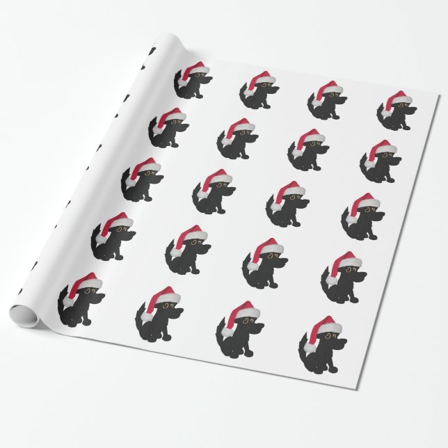 Christmas Black Dog Wrapping Paper (Unrolled)
