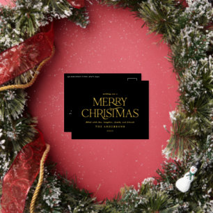 Christmas black elegant minimal modern typography foil holiday postcard