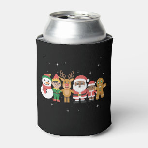 Christmas Black Family Afro African American Santa Can Cooler