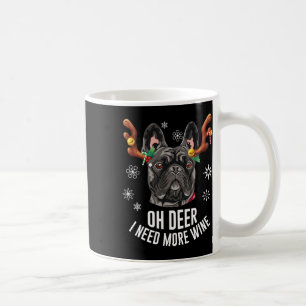 Christmas Black French Bulldog Deer Antlers Wine L Coffee Mug