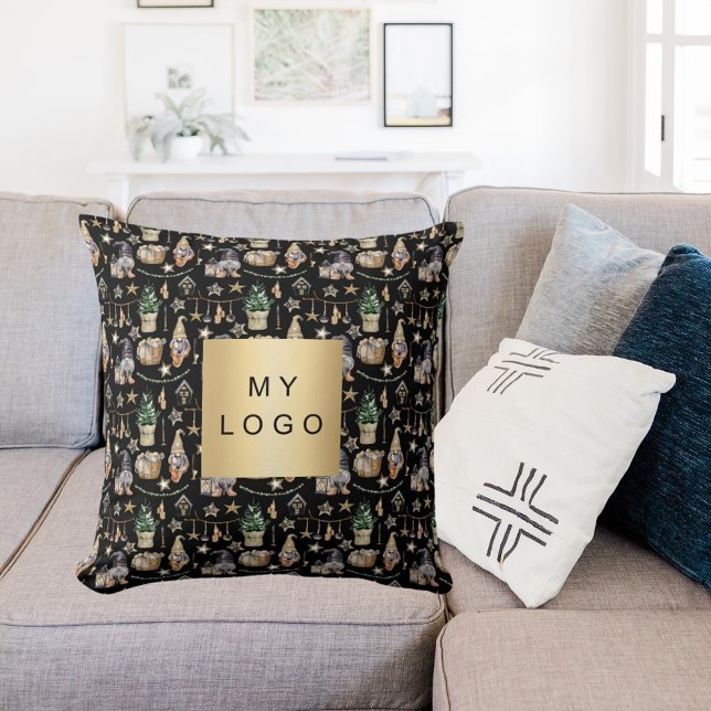 Christmas black gnomes farmhouse business logo cushion (Creator Uploaded)