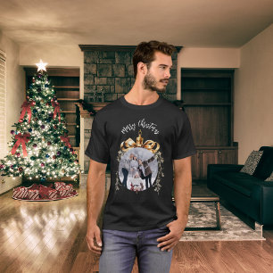 Christmas black gold bauble family photo T-Shirt