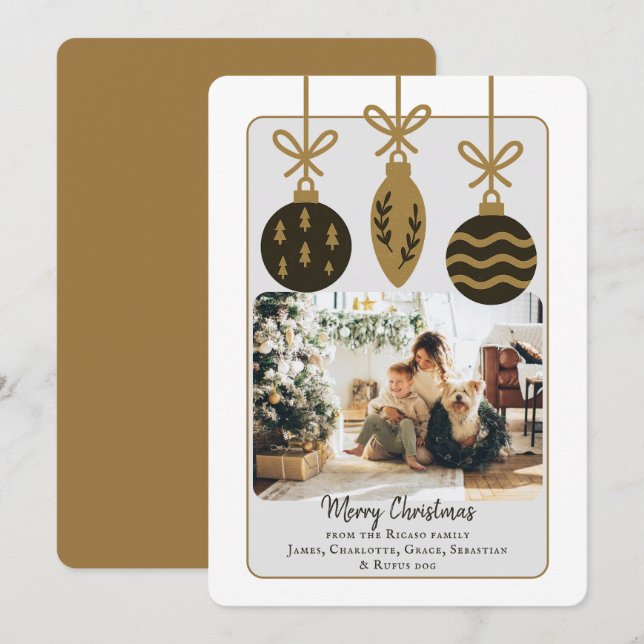 Christmas Black Gold Baubles Photo Template (Front/Back)