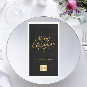 Christmas black gold business logo napkin