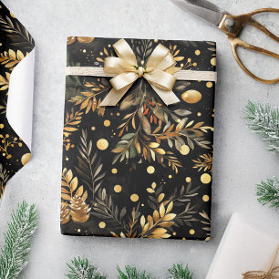 Christmas Black Gold Moody Elegant Festive Gift Wrapping Paper