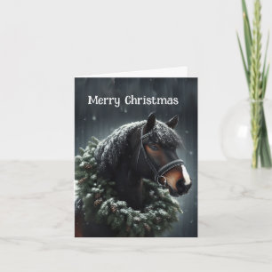  Christmas Black Horse Wreath  Card