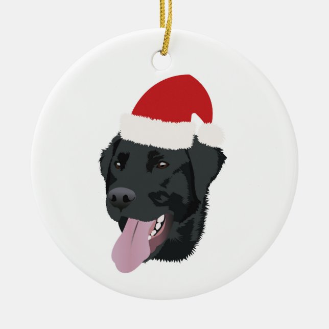 Christmas Black Lab Ceramic Ornament (Front)