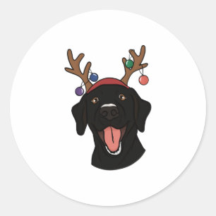 Christmas Black Lab   Classic Round Sticker