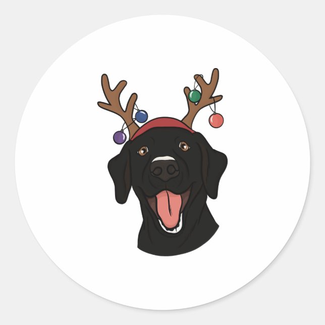 Christmas Black Lab   Classic Round Sticker (Front)