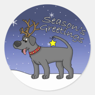Christmas Black Lab Classic Round Sticker