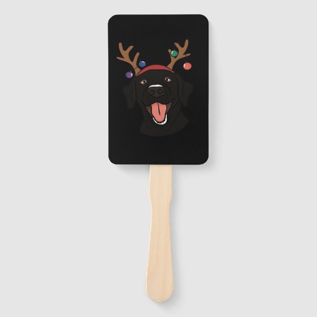 Christmas Black Lab Essential T-Shirt Hand Fan (Front)