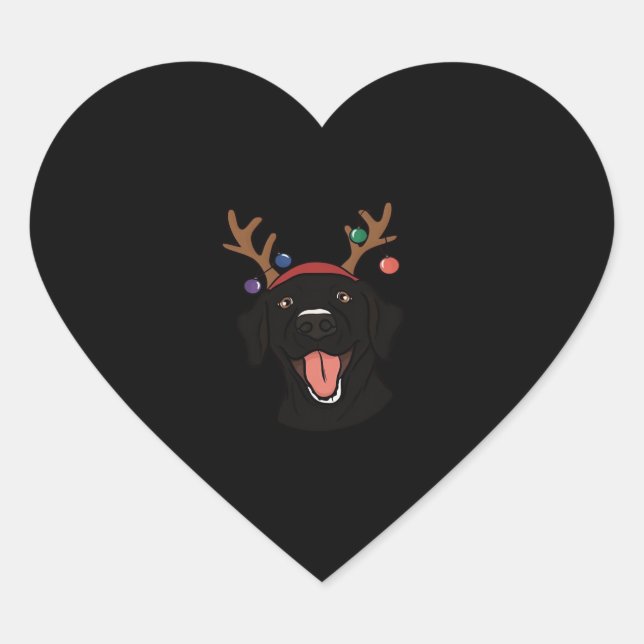 Christmas Black Lab Essential T-Shirt Heart Sticker (Front)