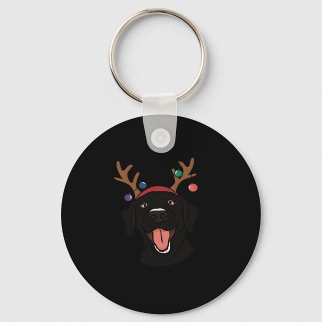 Christmas Black Lab Essential T-Shirt Key Ring (Front)