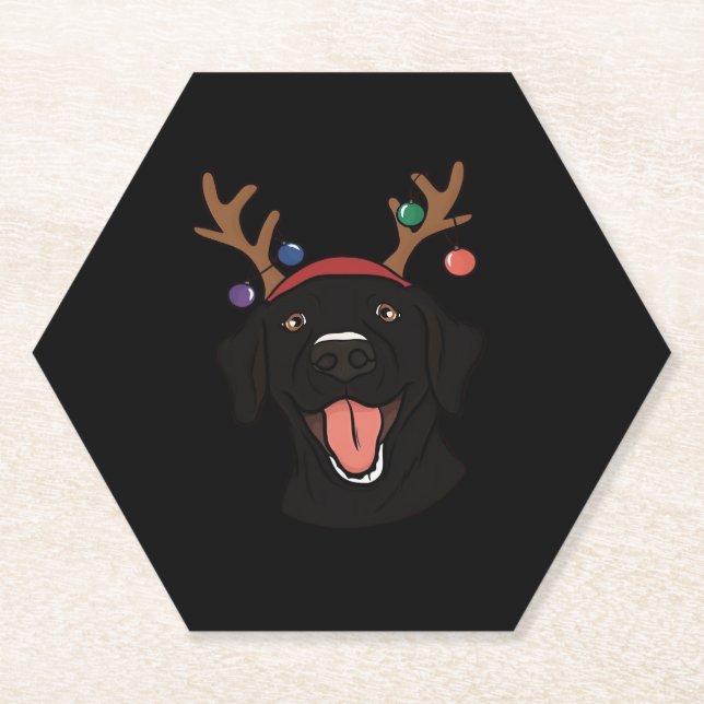 Christmas Black Lab Essential T-Shirt Paper Coaster (Front)