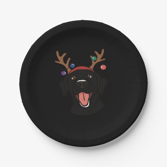 Christmas Black Lab Essential T-Shirt Paper Plate (Front)