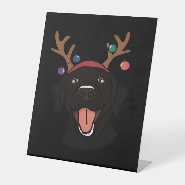 Christmas Black Lab Essential T-Shirt Pedestal Sign (Front)