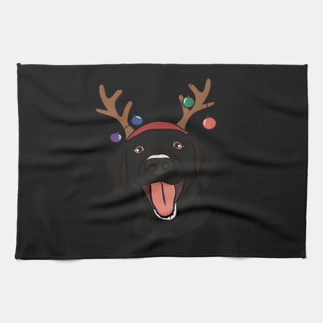 Christmas Black Lab Essential T-Shirt Tea Towel (Horizontal)