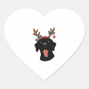 Christmas Black Lab   Heart Sticker