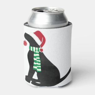 Christmas Black Lab Holiday Dog  Can Cooler