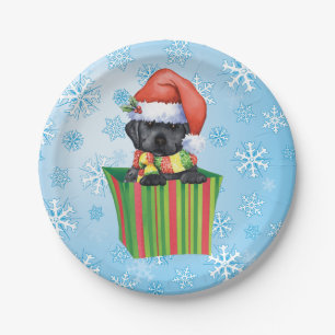 Christmas Black Lab Paper Plate