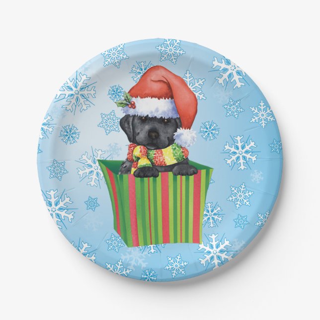 Christmas Black Lab Paper Plate (Front)